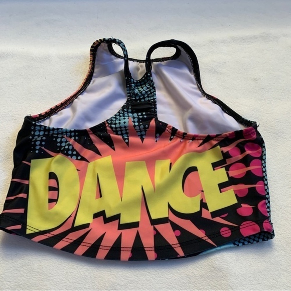 POP ART crop top graphic dance sports bra bold Women’s XS festival comic tank